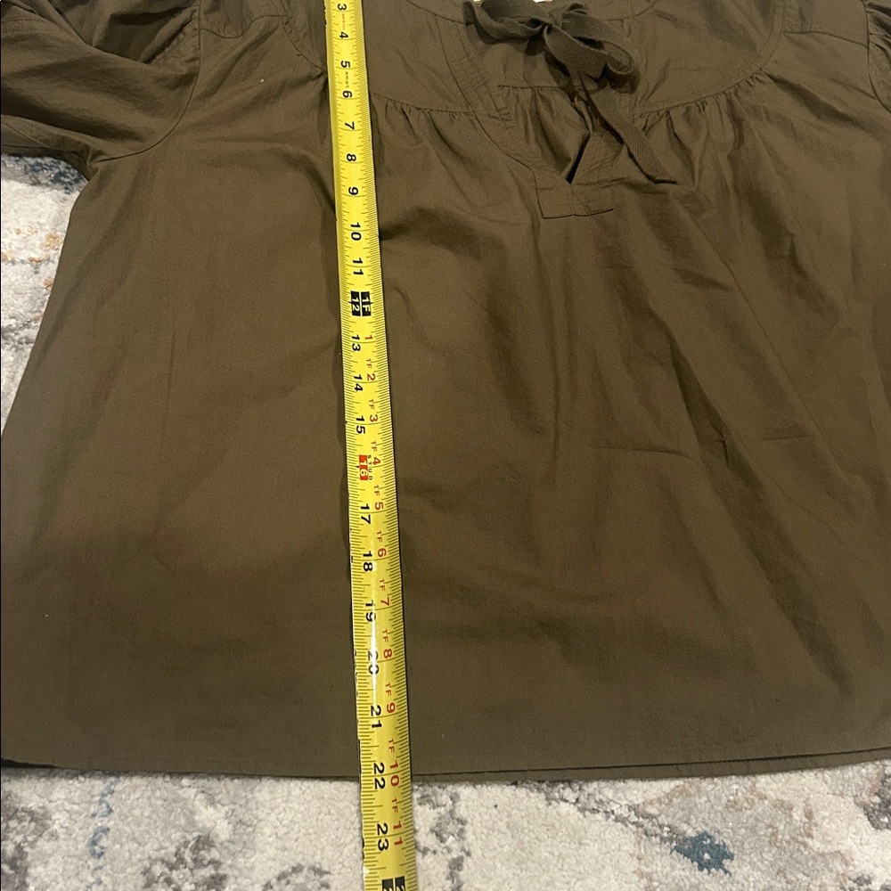 Ulla Johnson Delaney Blouse Olive Green Cotton Puff Sleeve Top Size 4 Boho Chic - Picture 12 of 12